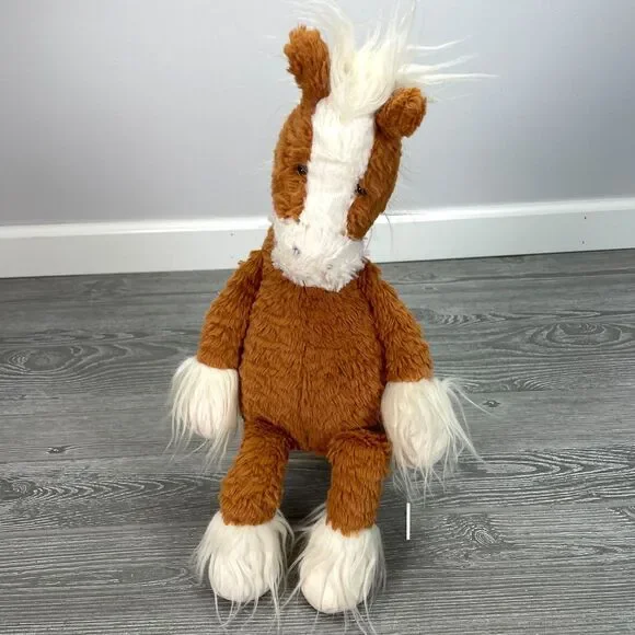 Jellycat London Dainty Pony 20in Palomino Horse Brown White Soft Floppy  Plush